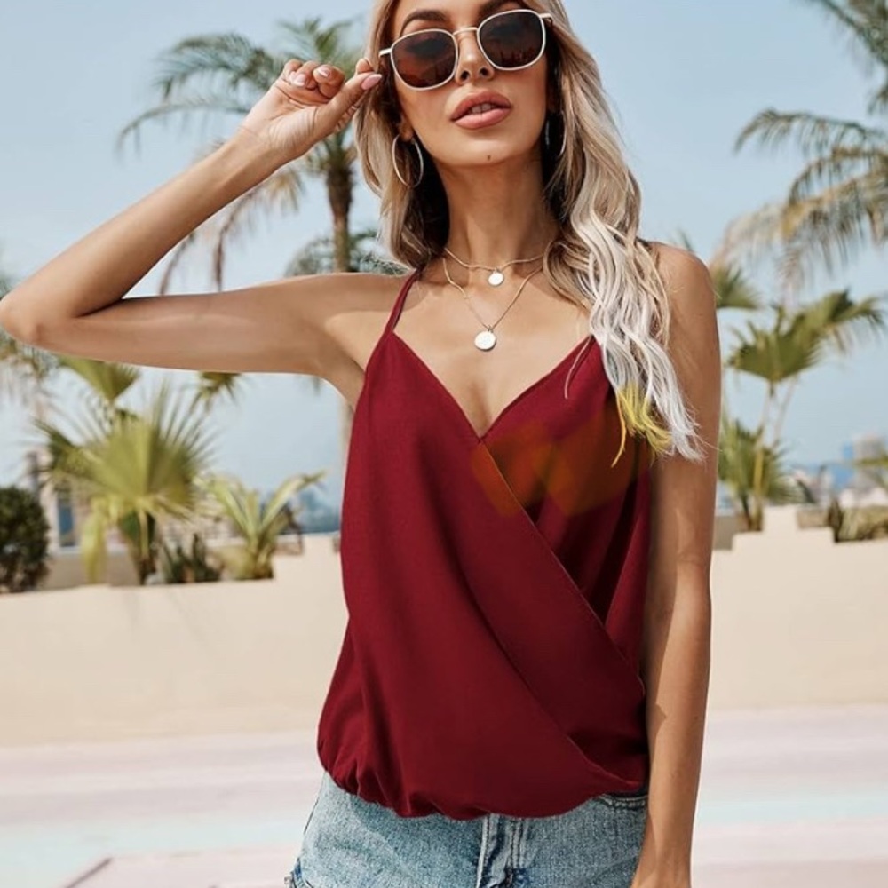 Staccato Red Wrap Camisole Top